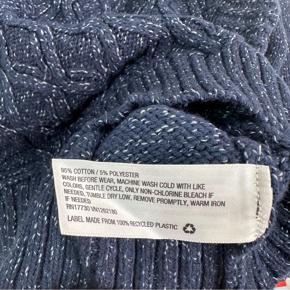 Cat & Jack Baby Boy Navy Long Sleeve Shawl Collar Cable Knit Pullover Sweater - Picture 7 of 7